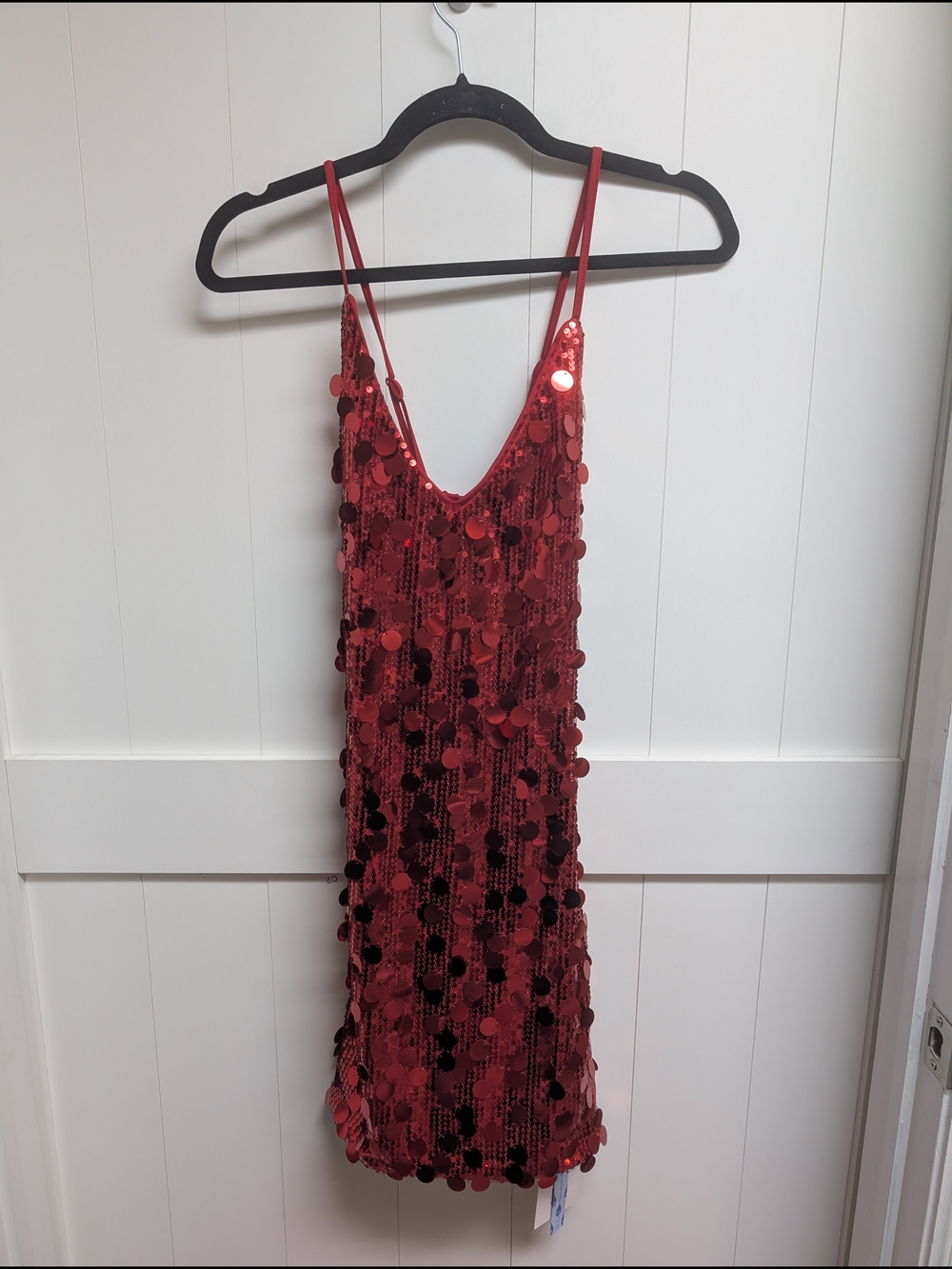 NWT Cider Red Sequin Mini Dress with Spaghetti Straps